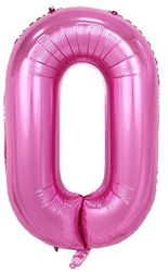 Balon din folie metalizata Cifra 0 aniversare 80 cm Roz 