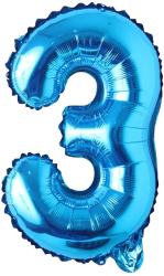 Balon din folie metalizata Cifra 3 aniversare 80 cm Albastru 