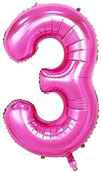 Balon din folie metalizata Cifra 3 aniversare 80 cm Roz
