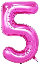 Balon din folie metalizata Cifra 5 aniversare 80 cm Roz 