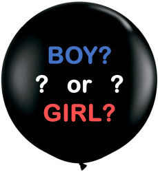 Balon jumbo dezvaluirea sexului copilului negru cu confetti roz si albastre Boy or Girl 90 cm Ropet 