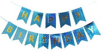 Banner Happy Birthday Ghirlanda 2.5m x 17cm Albastru Chrome Ropet 