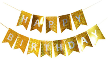 Banner Happy Birthday Ghirlanda 2.5m x 17cm Auriu Chrome Ropet 