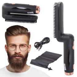 Perie electrica pentru barbati Zola pliabila pentru indreptat parul si barba fara fir ceramica 2 trepte temperatura 160-180 20 W b
