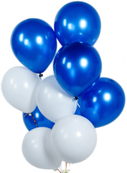 Set 10 baloane latex Albastru/Alb 30cm Ropet 