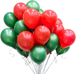 Set 100 baloane latex Rosu/Verde Petrecere Craciun 30cm Ropet 