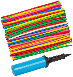 Set 100 Baloane multicolore din latex pentru modelaj si Pompa manuala pentru petreceri plaja si nisip Ropet 