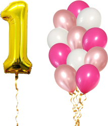 Set 13 Baloane Aniversare 1 An fata culoare roz/rose gold Ropet 