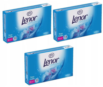 Set 3 cutii servetele parfumate pentru rufe Lenor 102 bucati parfum proaspat 