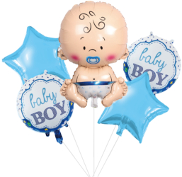 Set 5 baloane folie 45cm - 68cm forma bebelus its a boy - baby boy albastru Ropet 