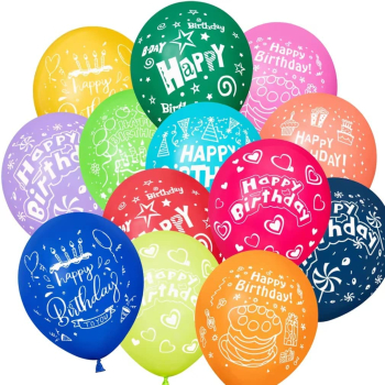 Set 50 baloane latex Happy Birthday 30cm Ropet 