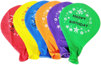 Set 10 baloane latex gigant 50cm Multicolor Happy Birthday Ropet