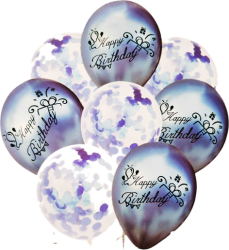 Set 8 baloane cu confetti culoare Albastru 30 cm si Rola rafie color 10 m Ropet 