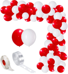 Set aranjament baloane pentru arcada 150 buc rosu si alb 