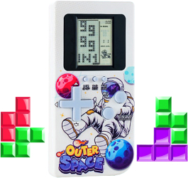 Consola de jocuri Retro Tetris 9999 in 1 cu Ecran Mare Astronaut in Spatiu Brick Game Portabil de Buzunar Joc Tetris Alb SprintMag® 