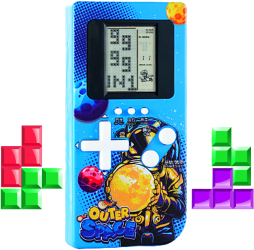 Consola de jocuri Retro Tetris 9999in1 cu Ecran Mare Astronaut in Spatiu Brick Game Portabil de Buzunar Tetris Albastru/Alb SprintMag® 