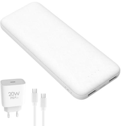 Baterie externa Platinet 10000 mAh + Adaptor Retea 20W + Cablu incarcare USB-C 1m 
