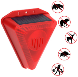 Alarma solara cu pornire automata / ciclica pentru alungarea animalelor salbatice cu sunet puternic de latrat caine 