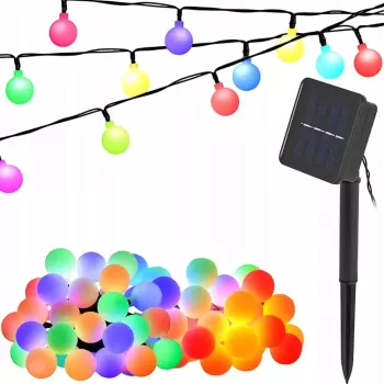 Ghirlanda Magica Luminoasa de exterior cu 50 LED-uri Multicolore 8 functii si Panou Solar lungime 6 7 m