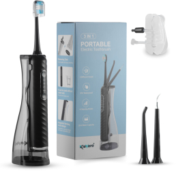 Irigator Bucal 3-in-1 cu Periuta Sonica Electrica si cap eliminare tartru KLEVERO Tehnologie de Pulverizare cu 2 Orificii 32.0