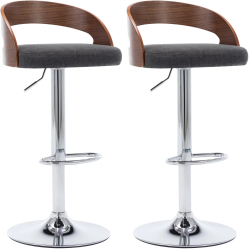 Scaune De Bar 2 Buc. Gri Inchis Material Textil and Lemn Curbat 