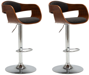 Scaune De Bar 2 Buc. Gri Lemn Curbat Si Material Textil 