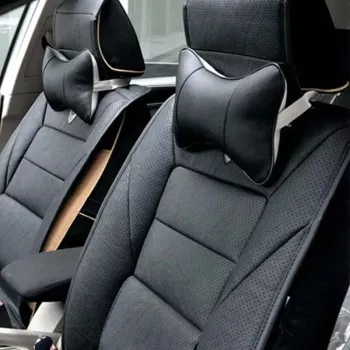 Set 2 buc. perne tetiere auto pentru sustinere gat din piele ecologica culoare NEGRU 