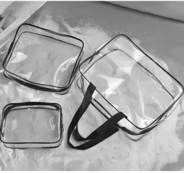 Set 3 organizatoare de cosmetice transparente ideale pentru calatorii 