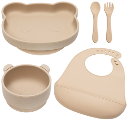 Set Diversificare din silicon AppeKids Panda - Bubble Beige 