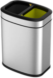 Cos de gunoi EKO Oli Cube Open Top 2x10 litri 2 compartimente inox 