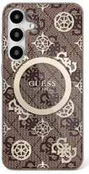 Husa pentru Samsung Galaxy S25 - Guess IML Peony On 4G Background MagSafe GUHMS25SH4PYEEW - Brown 