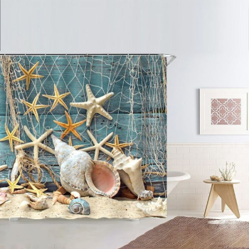 Perdea de dus PEVA dimensiune 180x180 cm Scoici 