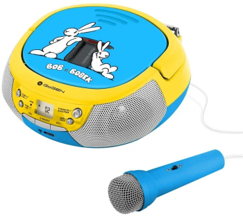 Radio CD pentru copii GoGEN BOB AND BOBEK 2 x 0 8 W Bluetooth karaoke microfon MP 3 USB AUX in albastru 