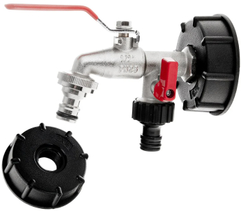 Set adaptor IBC S60 x 6 cu robinet 1 / 2 2 filete exterioare 3 / 4 2 racorduri pentru furtun Geko G70191 