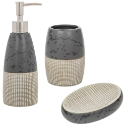 Set de baie cu 3 piese ceramice Gri/Bej 