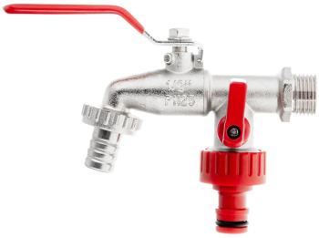 Set robinet IBC 1 / 2 cu 2 filete exterioare 3 / 4 iesire furtun 1 / 2 si cupla pentru furtun Geko G70190 