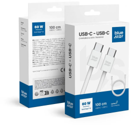 Cablu de date si incarcare Blue Star Q28 pentru Samsung/Huawei/Oppo/Lg/Xiaomi Type C-Type C 1m 6A 60W Quick Charge 4.0 Alb
