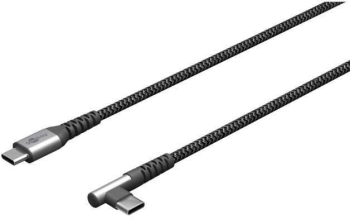 Cablu elegant extra-robust textil 0.5m 60W USB2.0 type C 90 grade - USB type C mufe metalice Goobay 64658 