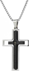 Cruciulita inox cu lant otel inoxidabil PersonalStyle argintiu negru 