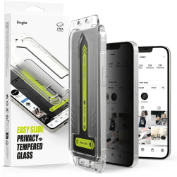 Folie pentru iPhone 16e set 2 - Ringke Easy Slide Privacy Tempered Glass - Black 