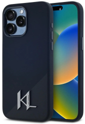 Husa pentru iPhone 15 Pro - Karl Lagerfeld Silicone MagSafe KLHMP15LSCMKMPCK - Shadow Metal Initial 