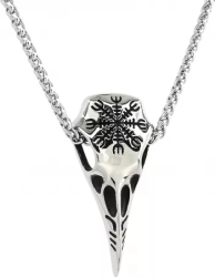 Lant inox cu Pandantiv Viking Raven Skull otel inoxidabil Personal Style 