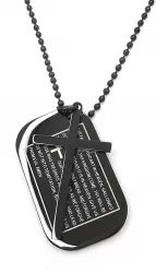 Lant Pandantiv Dog Tag Cruciulita Inox Negru PersonalStyle 