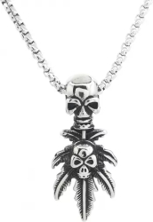 Lant Pandantiv Marijuana Skull Inox PersonalStyle 