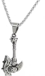 Lant Pandantiv Topor Viking Skull Inox PersonalStyle 