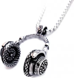 Pandantiv Casti DJ cu lant PersonalStyle inox argintiu 