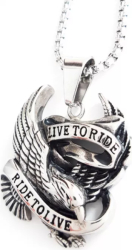 Pandantiv cu lant Live To Ride inox PersonalStyle Eagle 