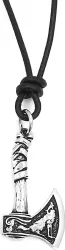 Pandantiv Topor Viking Lup otel inoxidabil cu Snur Negru Piele Personal Style 