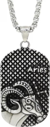 Pandantiv zodia Berbec cu lant otel inoxidabil PersonalStyle dog tag 