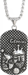 Pandantiv zodia Gemeni cu lant otel inoxidabil PersonalStyle dog tag 